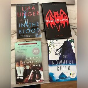 In the blood, bloodline, nowhere child, and  time traveler’s wife book bundle